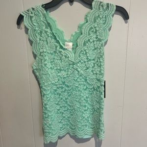 Teal lace top XS
